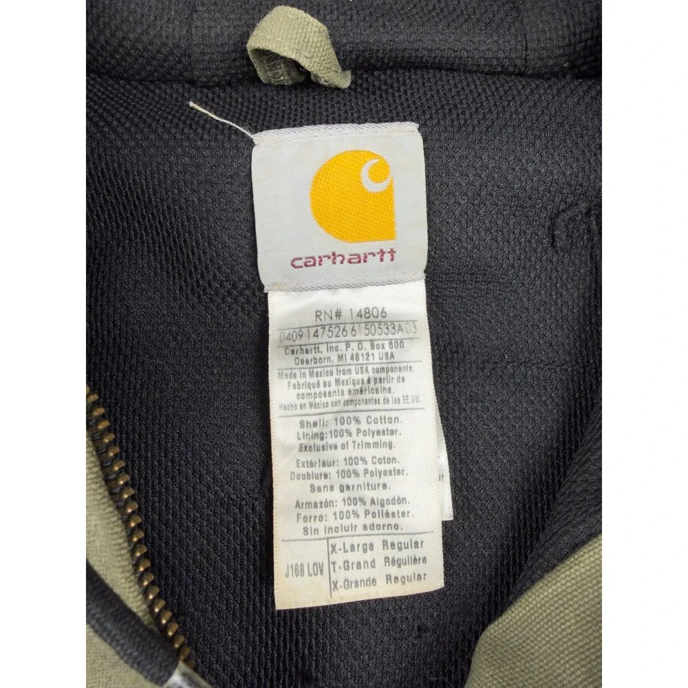 Carhartt J168 LOV Olive Green Thermal Lined Duck Active Jacket Mens XL Regular